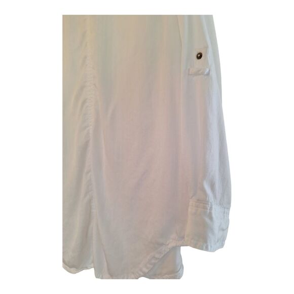 Intro Long Roll-Tab Sleeve Snap Button Up Slub Lyocell Shirt S White Excellent - Picture 10 of 16